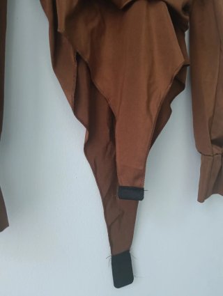 Top marrone manica lunga scollatura a V
