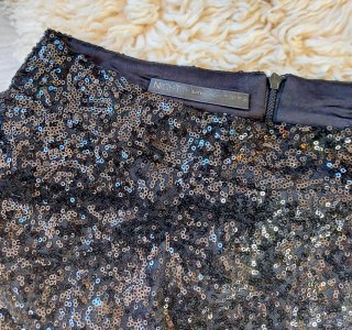 Talla S - Minifalda Péplum Lentejuelas Negras