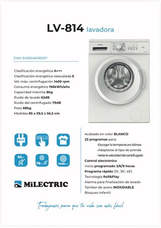Lavadora Milectric de segunda mano como nueva