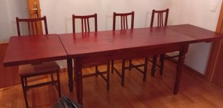 Mesa comedor extensible madera maciza con 6 sillas