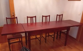 Mesa comedor extensible madera maciza con 6 sillas