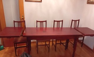 Mesa comedor extensible madera maciza con 6 sillas