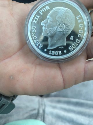 Moneda Plata 5 Pesetas Alfonso XII 1885
