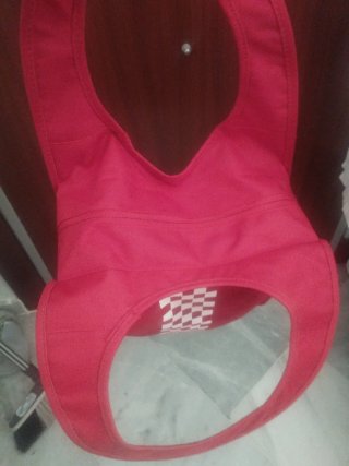 Bolso loneta rojo con diseño cuadros