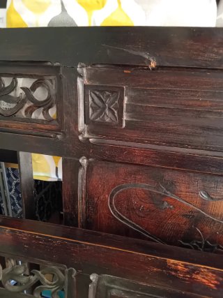 Cabecero y piecero antiguo madera tallado.