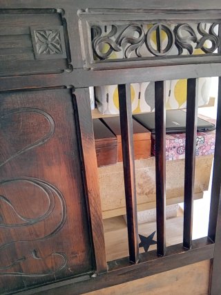 Cabecero y piecero antiguo madera tallado.