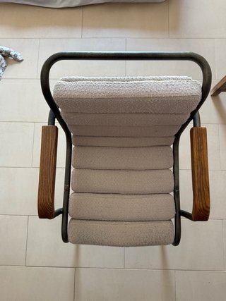 Sedia Vintage in Metallo, Legno e Tessuto