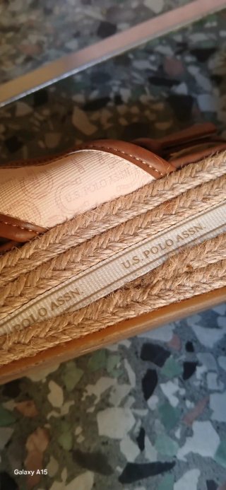 Sandalias U.S. Polo cuña esparto beige y marrón