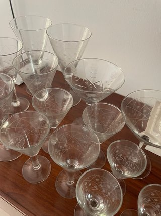 Set de 52 copas de vidrio vintage años 50