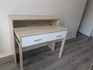 Escritorio plegable madera y blanco