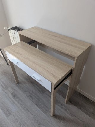 Escritorio plegable madera y blanco