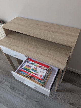 Escritorio plegable madera y blanco