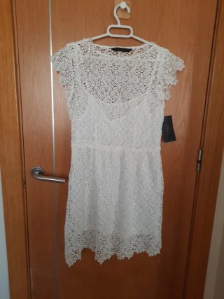 Vestido encaje blanco Zara Talla M