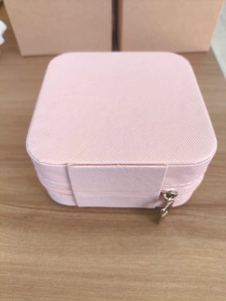Joyero pequeño viaje beige/rosa