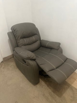 Sillón reclinable piel sintética gris