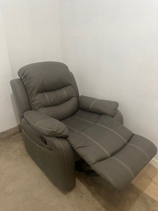 Sillón reclinable piel sintética gris