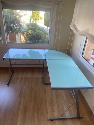 Mesa escritorio cristal L