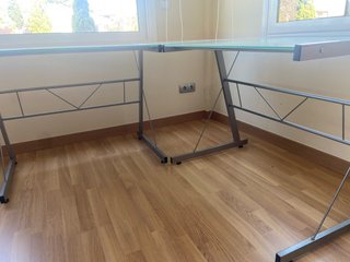 Mesa escritorio cristal L