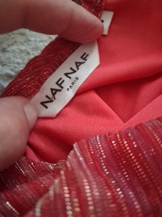 Blusa Naf Naf Talla S Roja y Dorada