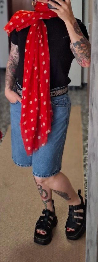 Maxi Pañuelo Mango Rojo Lunares Blancos