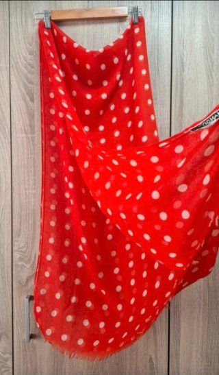 Maxi Pañuelo Mango Rojo Lunares Blancos