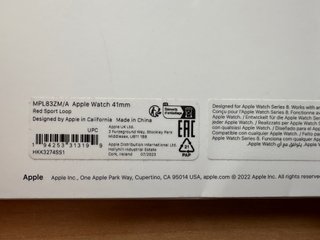 Apple Watch 41mm. Product Red Sport Loop