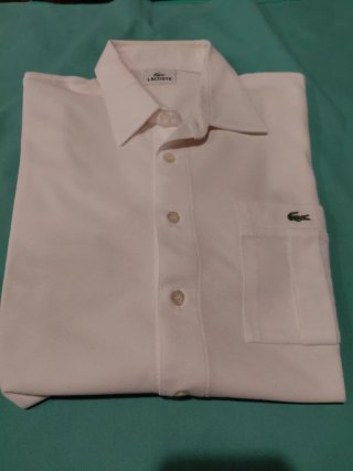 Polo Lacoste Blanco Abotonado