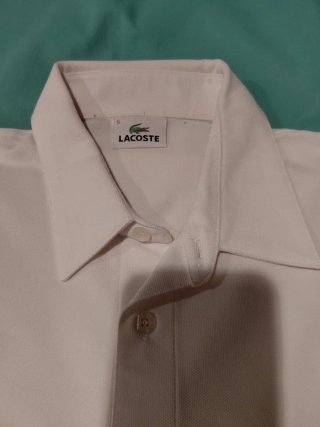 Polo Lacoste Blanco Abotonado