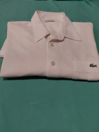 Polo Lacoste Blanco Abotonado