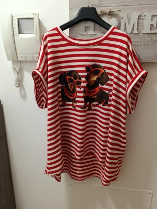 Camiseta rayas perritos XL