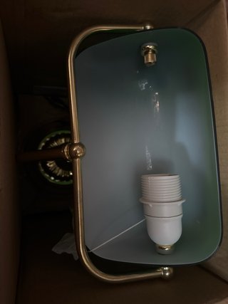 Lámpara Escritorio Vintage Metal Dorada Verde