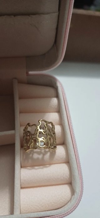 Anillo Osito Dorado Acero Inoxidable Talla 18