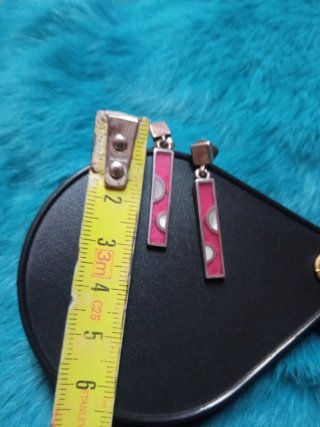 Pendientes largos rosa y plata