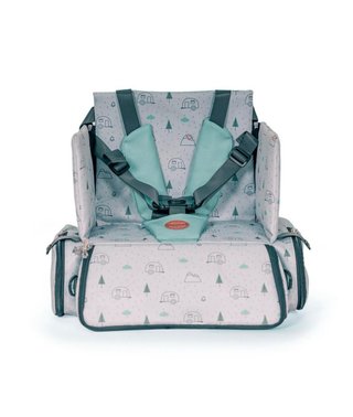 Trona portátil + nevera con compartimentos.