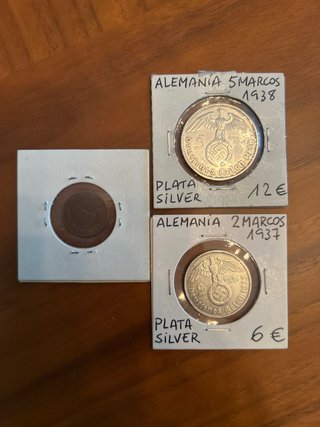 Moneda Alemania 5 Marcos 1938 Plata