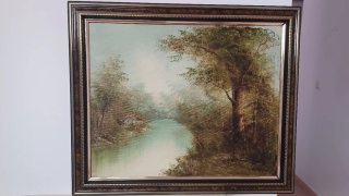 Cuadro al óleo: Paisaje de río..