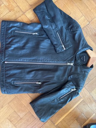 Cazadora Piel Massimo Dutti Negra