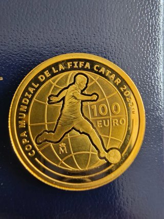 Moneda 100 Euros Oro Mundial Qatar 2022