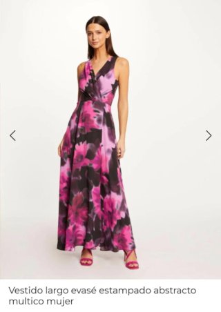 Vestido de fiesta floral rosa y negro