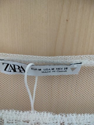 Blusa Zara Transparente Encaje Talla M con top