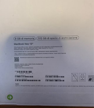 Apple Macbook Neo 512gb Blu - Nuovo Sigillato