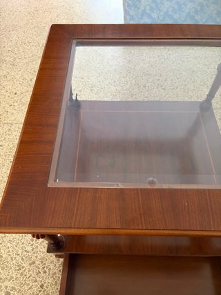 Mesa centro madera maciza y cristal
