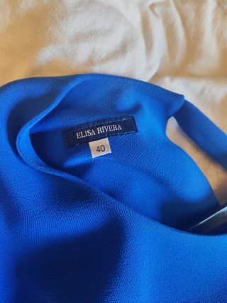 Vestido azul Elisa Rivera, bolsillos laterales