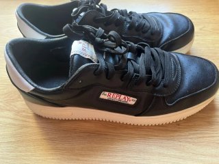 Zapatillas Replay Hombre Piel Negra y Blanca