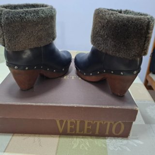 Botines Veletto Piel Marrón y Negro