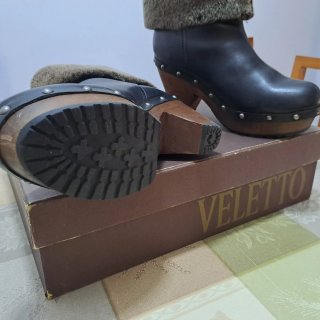 Botines Veletto Piel Marrón y Negro