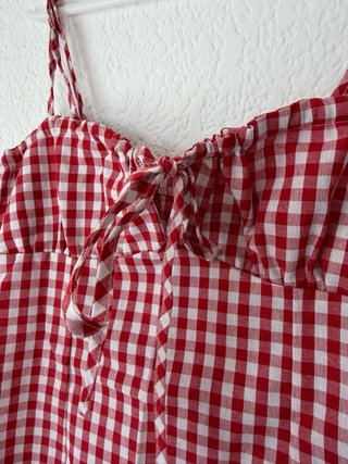 Vestido cuadros vichy rojo y blanco