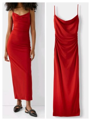 VESTIDO ROJO LARGO DE TIRANTES Talla S