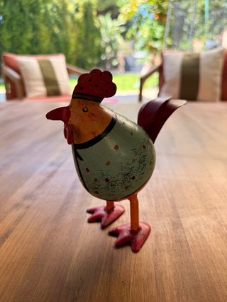 Figura Gallo Decoración Hierro 16x16