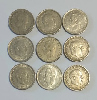 Lotto 9 Monete 5 Pesetas Spagna